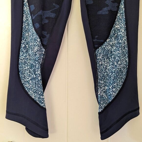 Lululemon Wunder Under Blue Camo Lotus Leggings 6 Activewear Athleisure Gym - Picture 6 of 14